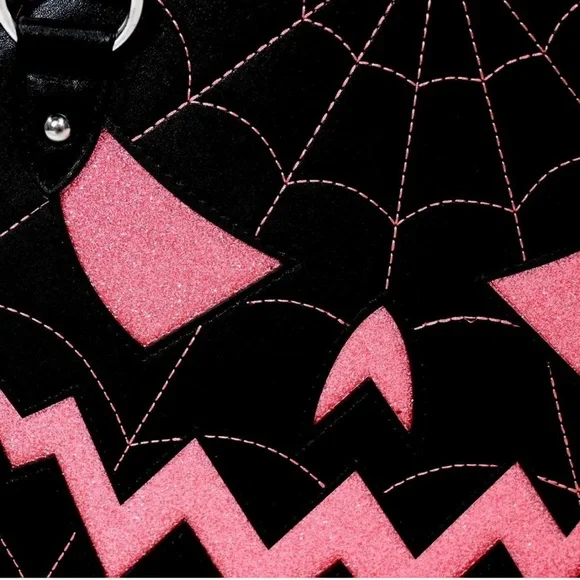Sourpuss Glitter Pumpkin Purse Black/Pink - Picture 5 of 6